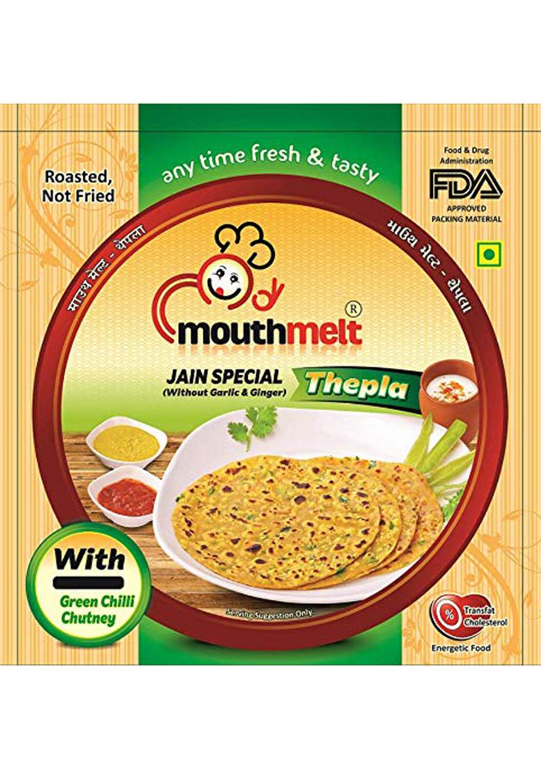 Mouthmelt Methi Masala + Jain Special Thepla Pack Of 4 | Ready To Eat,Rosted, Not Fried 2 (With Garlic And Ginger