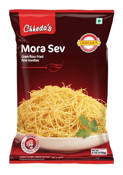 Chheda'S Mora Sev - Gram Flour Fried Fine Noodles Namkeen Bhel Puri Ready To Eat Indian 170G Pack Of 4