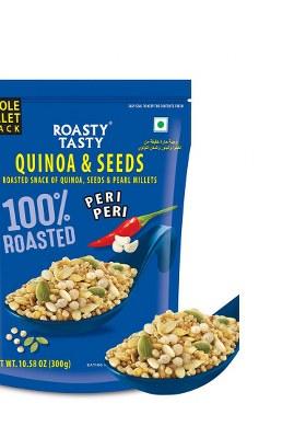 Roasty Tasty Quinoa & Seeds Peri Peri|Healthy Snacks|Roasted White Puffs, Bajra Mix|Rich In Protein For Adults Kids|No Transfat|Diet Mixture|Peri Masala|Roasted Namkeen|300G
