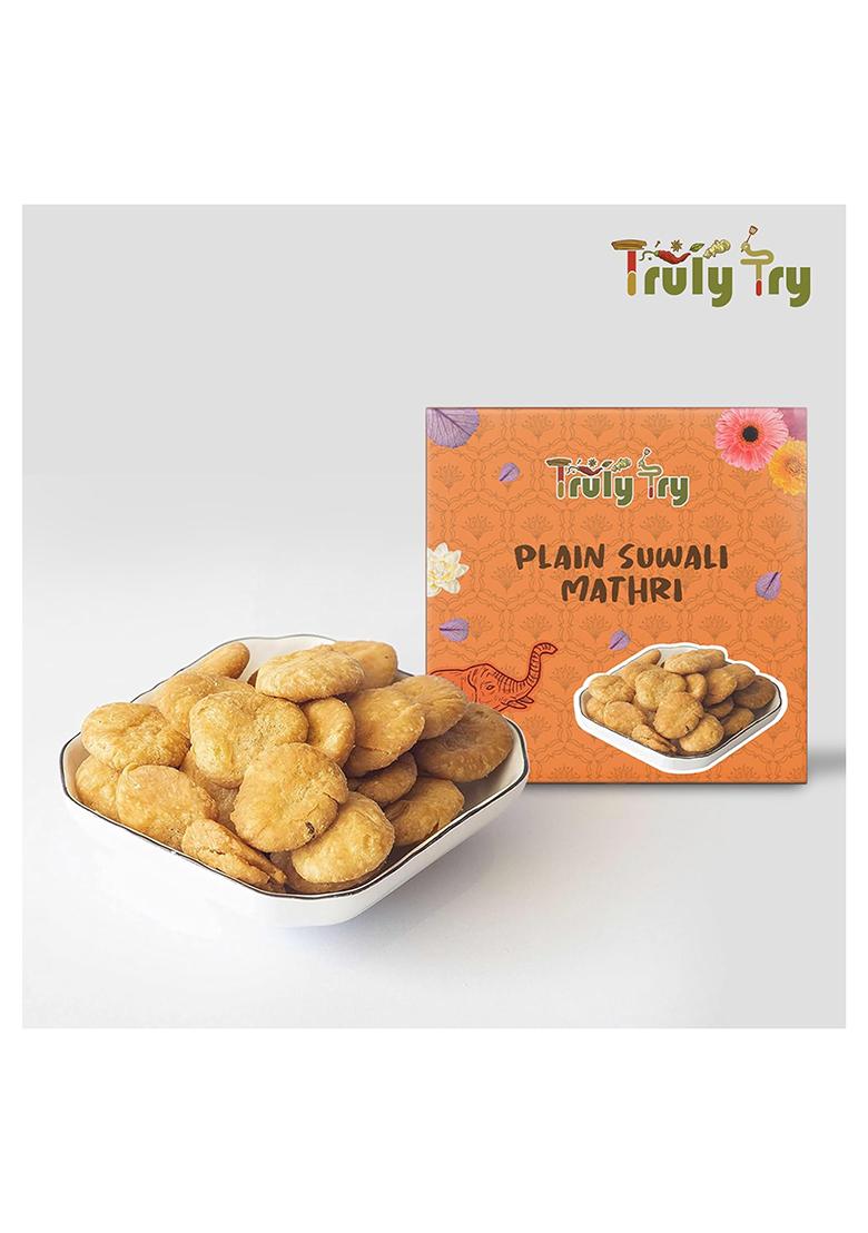 Truly Try Plain Suwali Mathri 1 Kg Pack Of | Ready To Eat Snacks Tea Time Indian Namkeen Nashta