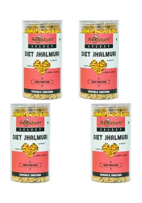 Roastum Select Diet Jhalmuri Healthy Snacks | Gluten Free - Puffed Rice Namkeen (Pack Of 4, 600Gm)