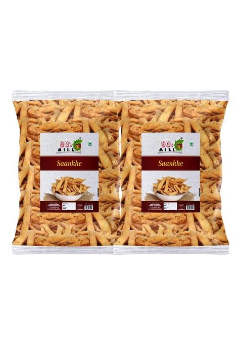 90'S Mill Marwar Healthy Wheat Mathri Crispy Ajwain Khasta Matthi Namak Para Namkeen Nimki Snacks Evening Tea Time Snack | Handmade Mathri-350G*2Pack