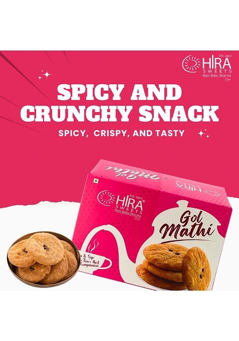 Hira Sweets Gol Matthi (400 G) | Handmade Indian Snacks Traditional Namkeen Healthy Snack Mathri Delightfully Ready To Eat & Savouries Crunchy& Tasty