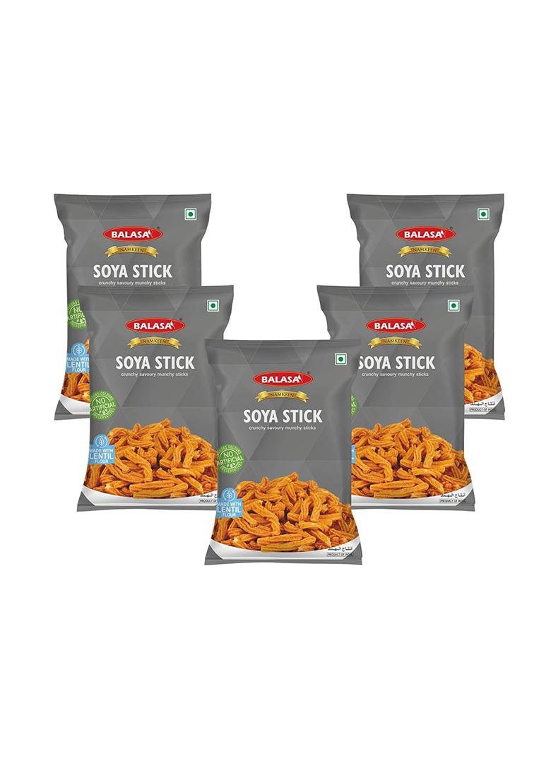 Balasa Soya Stick Namkeen | 1 Kg Crunchy Soyabean Savoury Munchy Masala Sticks Chakli, High Protein Snack (200G X 5)