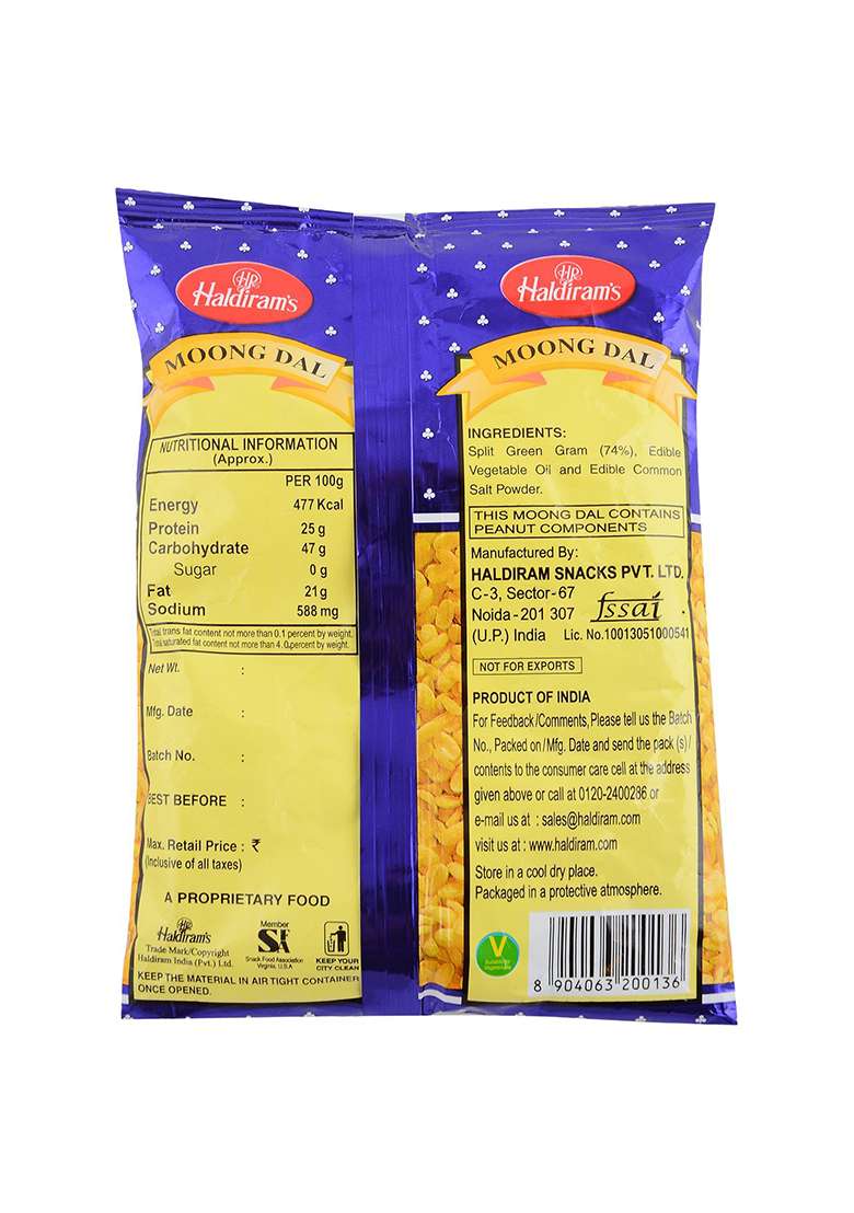 Haldiram Namkeen - Moong Dal, 200G Pouch - Indya