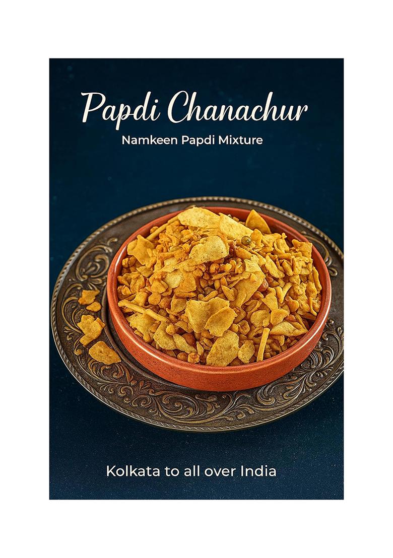 Banglarmisti Namkeen Papdi Mixture | Kolkata Style Chanachur, Crispy Tea Time Snacks, Non Spicy, Flavourful, 200G Pack