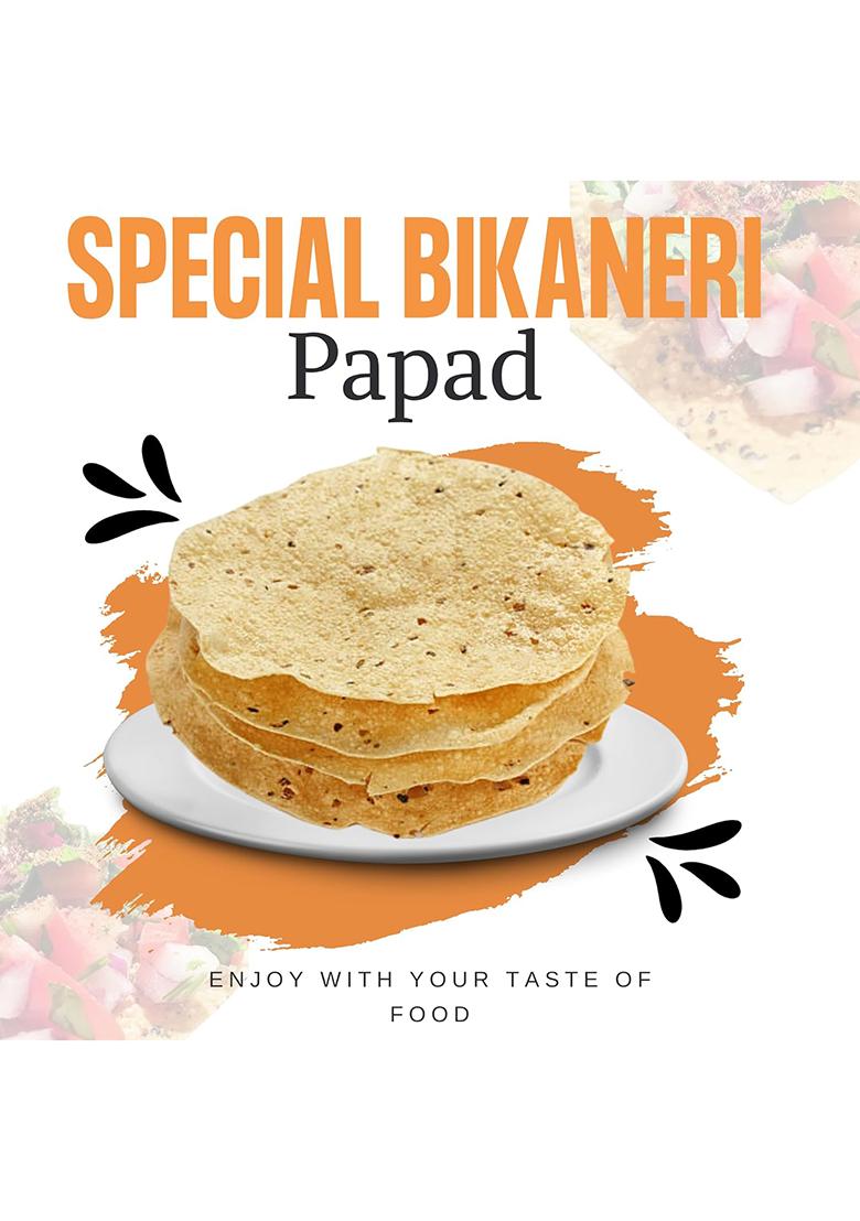 Balasa Bikaneri Moong Dal Papad | Handmade & Fresh Authentic Snack Ideal For Frying Traditional Indian Pappadam 400G Pack (Pack Of 2)