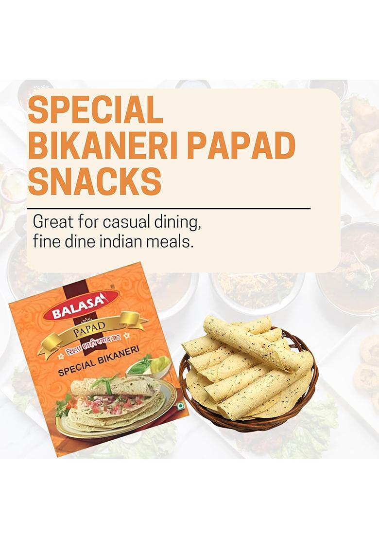 Balasa Bikaneri Moong Dal Papad | Handmade & Fresh Authentic Snack Ideal For Frying Traditional Indian Pappadam 400G Pack (Pack Of 2)