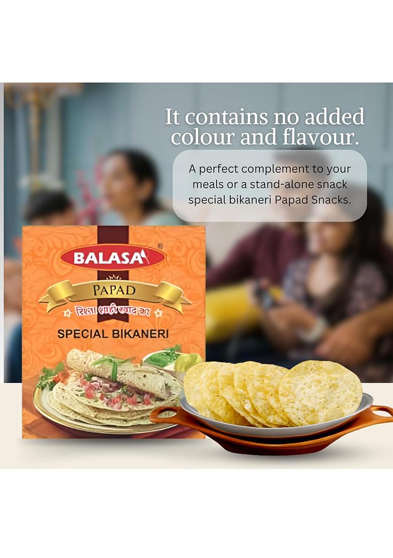Balasa Bikaneri Moong Dal Papad | Handmade & Fresh Authentic Snack Ideal For Frying Traditional Indian Pappadam 400G Pack (Pack Of 2)