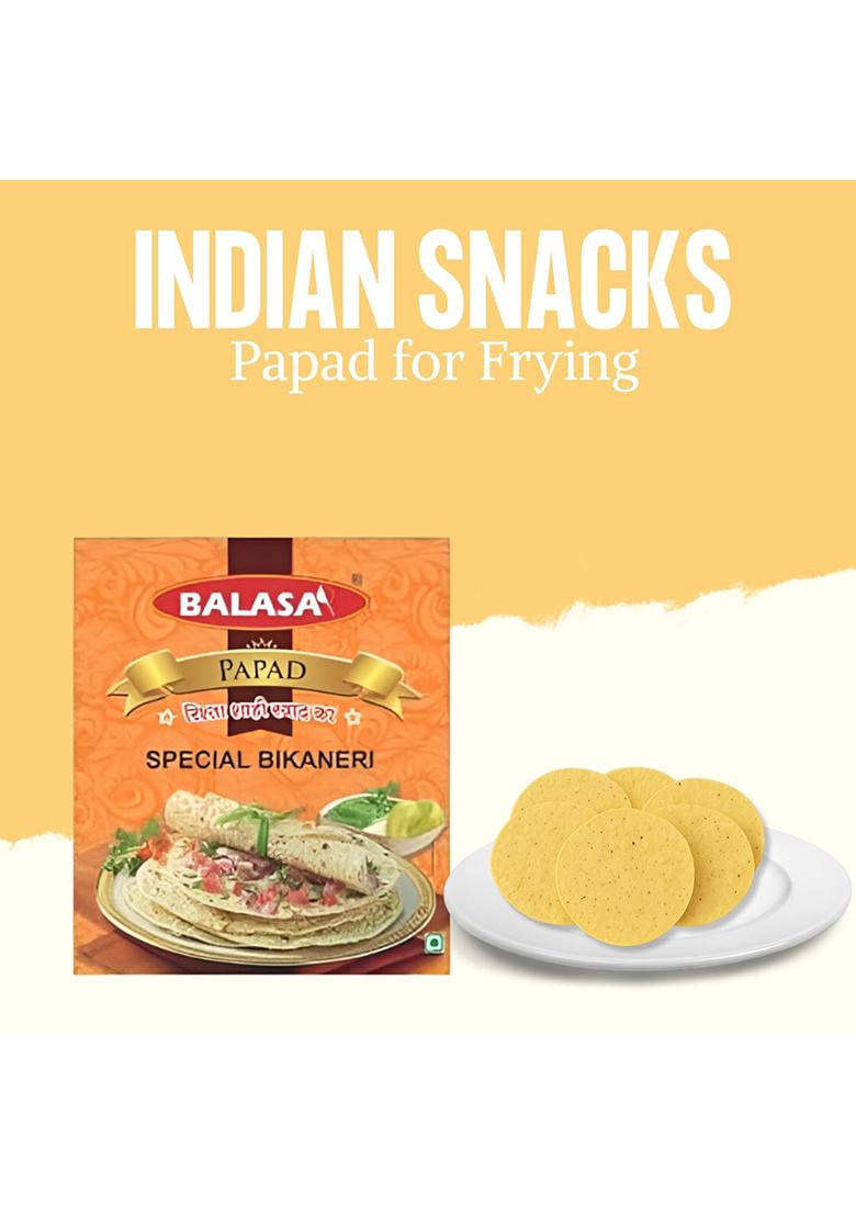 Balasa Bikaneri Moong Dal Papad | Handmade & Fresh Authentic Snack Ideal For Frying Traditional Indian Pappadam 400G Pack (Pack Of 2)