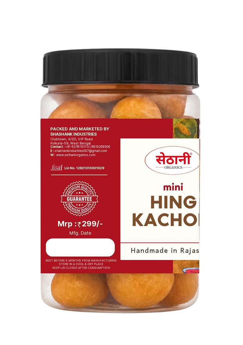 Sethani Organics Mini Hing Kachori | Indian Snacks Namkeen Rajasthani 250 Grams Pack Of 2 Rajasthan Snack - Indya
