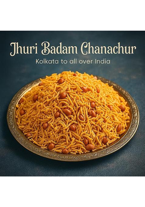 Banglarmisti Jhuri Badam Chanachur | Bengali Style Tea Time Snack Crispy & Kurmure Sev, Peanutsmixture Lightly Spicy Crunchy Namkeen 200G Pack Fresh Delivery From Kolkata Across India