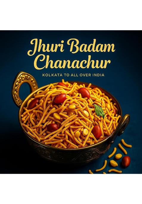 Banglarmisti Jhuri Badam Chanachur | Bengali Style Tea Time Snack Crispy & Kurmure Sev, Peanutsmixture Lightly Spicy Crunchy Namkeen 200G Pack Fresh Delivery From Kolkata Across India