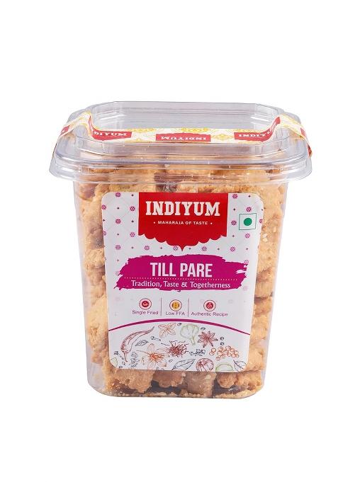 Indiyum Till Pare Traditional Indian Tea Time Snacks, Single Fried, Low Ffa, With Sesame Seeds 400G