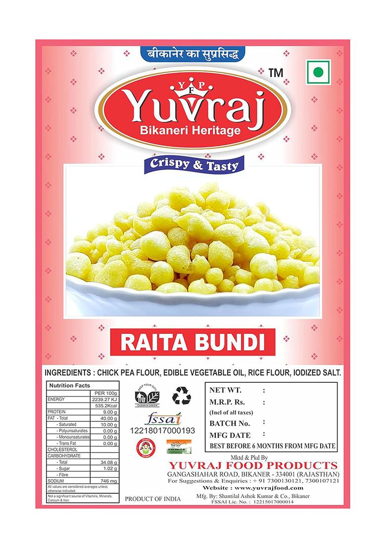 Yuvraj Masala Boondi Raita Bundi Bikaneri Premium Snacks 1 Kg Pack