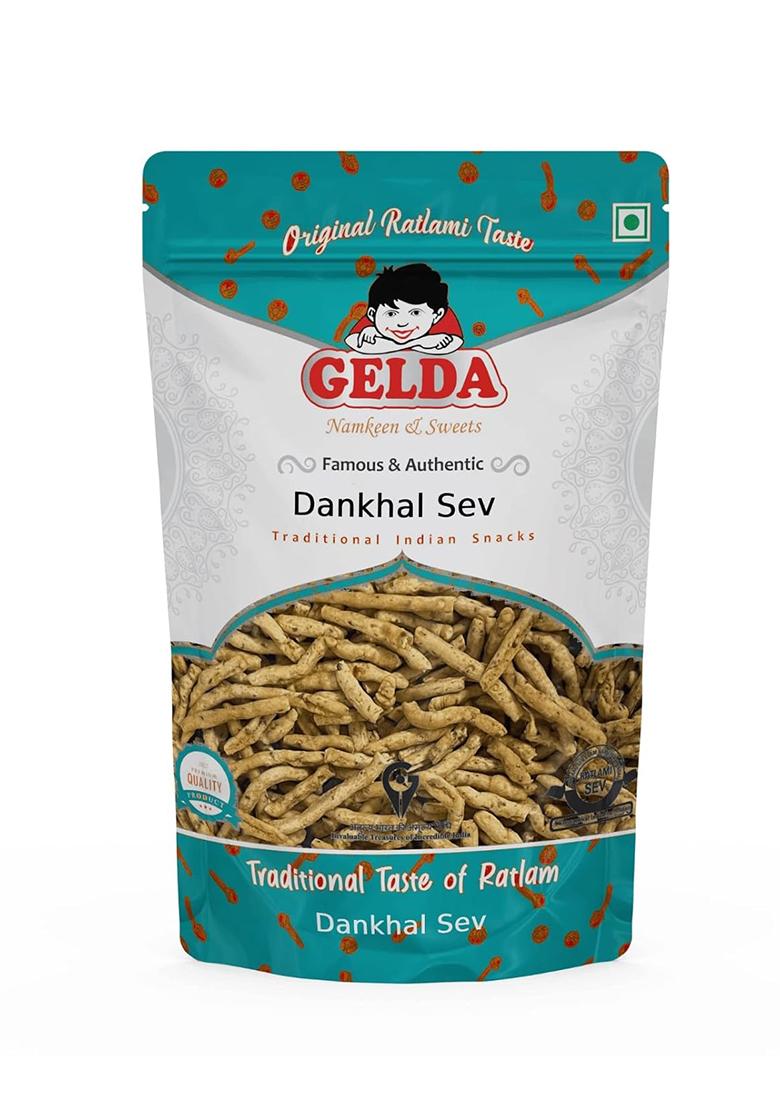 Gelda Dankal Sev | Crispy And Spicy Namkeen Ratlami Snack Made With Besan & Groundnut Oil No Palm Used Healthy Snack| A Real Taste Of Ratlam Preservatives Artificial Flavors (250Gm)
