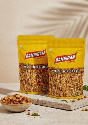 Bansi Ram Bansiram Namkeen Chana Jor Garam | Crunchy & Spicy Roasted Chickpea Snack Traditional Indian Chatpata Flavour High-Protein Savoury For Anytime Munching (Pack Of 2 X 375G) 750G