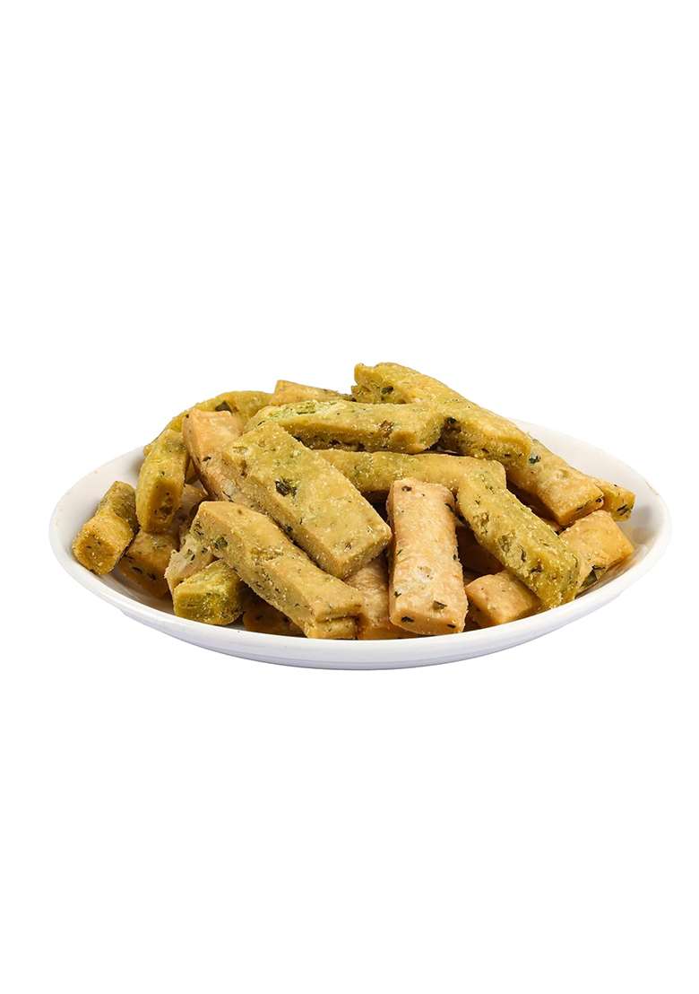 Indiyum Palak Stick, Single Fried, Authentic Traditional Healthy Snacks With Goodness Of Spinach, Low Ffa 400G Pack of 1 - Indya