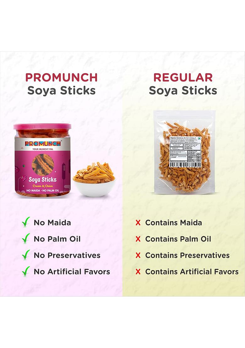Promunch Soya Sticks (Chatpata Masala, Cream Onion) | Chips (Peri Peri) Crispy Snacks Namkeen Savoury No Palm Oil And Maida Combo Pack 100G (Pack Of 3)