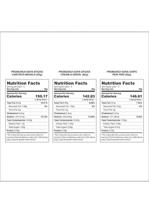 Promunch Soya Sticks (Chatpata Masala, Cream Onion) | Chips (Peri Peri) Crispy Snacks Namkeen Savoury No Palm Oil And Maida Combo Pack 100G (Pack Of 3)