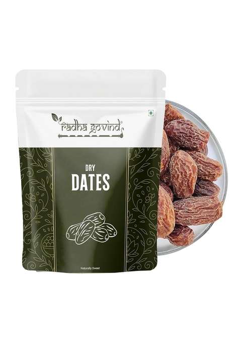 Radha Govind Organic Black Dry Dates | Sukha Khajoor Kala Chuara Kharik 500 Gram Fresh