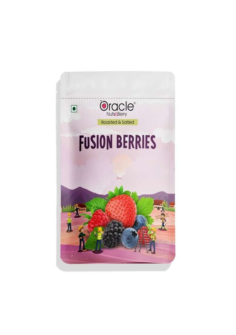 Oracle Nuts And Berry Fusion Berries 200Gm | Roasted Salted Dried Mix – Strawberries Cranberries Black Currants Blueberries Raspberries Antioxidant Rich |Good Source Of Dietary Fiber - Indya
