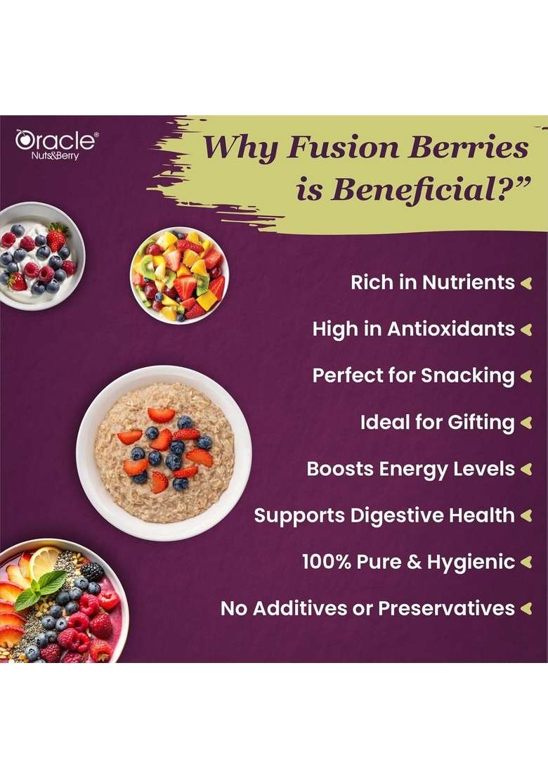 Oracle Nuts And Berry Fusion Berries 200Gm | Roasted Salted Dried Mix – Strawberries Cranberries Black Currants Blueberries Raspberries Antioxidant Rich |Good Source Of Dietary Fiber - Indya