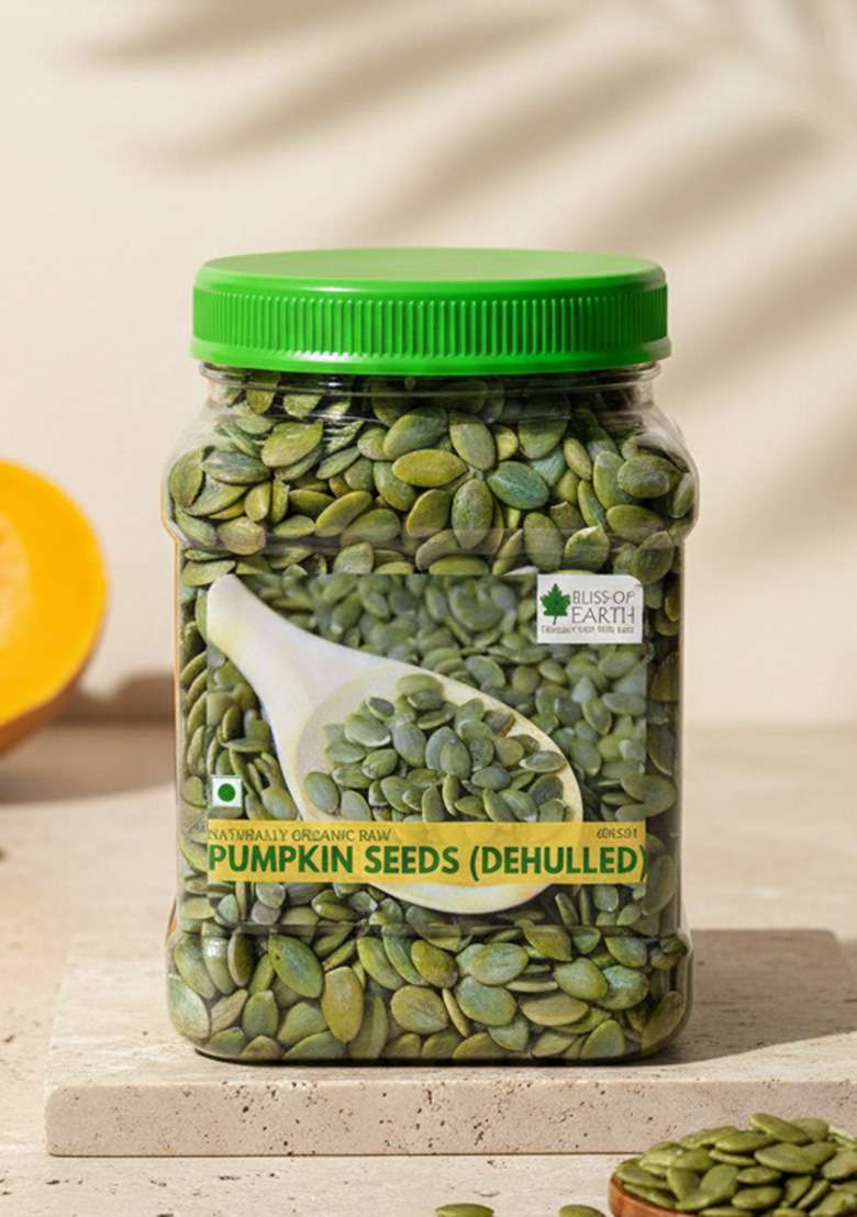 Bliss Of Earth Pumpkin Seeds – Dehulled Naturally Organic Superfood For Eating Rich In Protein Fiber Healthy Snack Salads Baking Smoothies Seed 600Gm - Indya