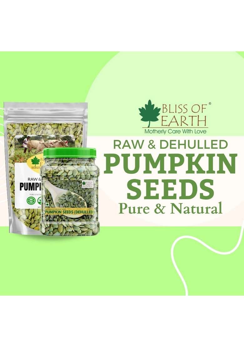 Bliss Of Earth Pumpkin Seeds – Dehulled Naturally Organic Superfood For Eating Rich In Protein Fiber Healthy Snack Salads Baking Smoothies Seed 600Gm - Indya