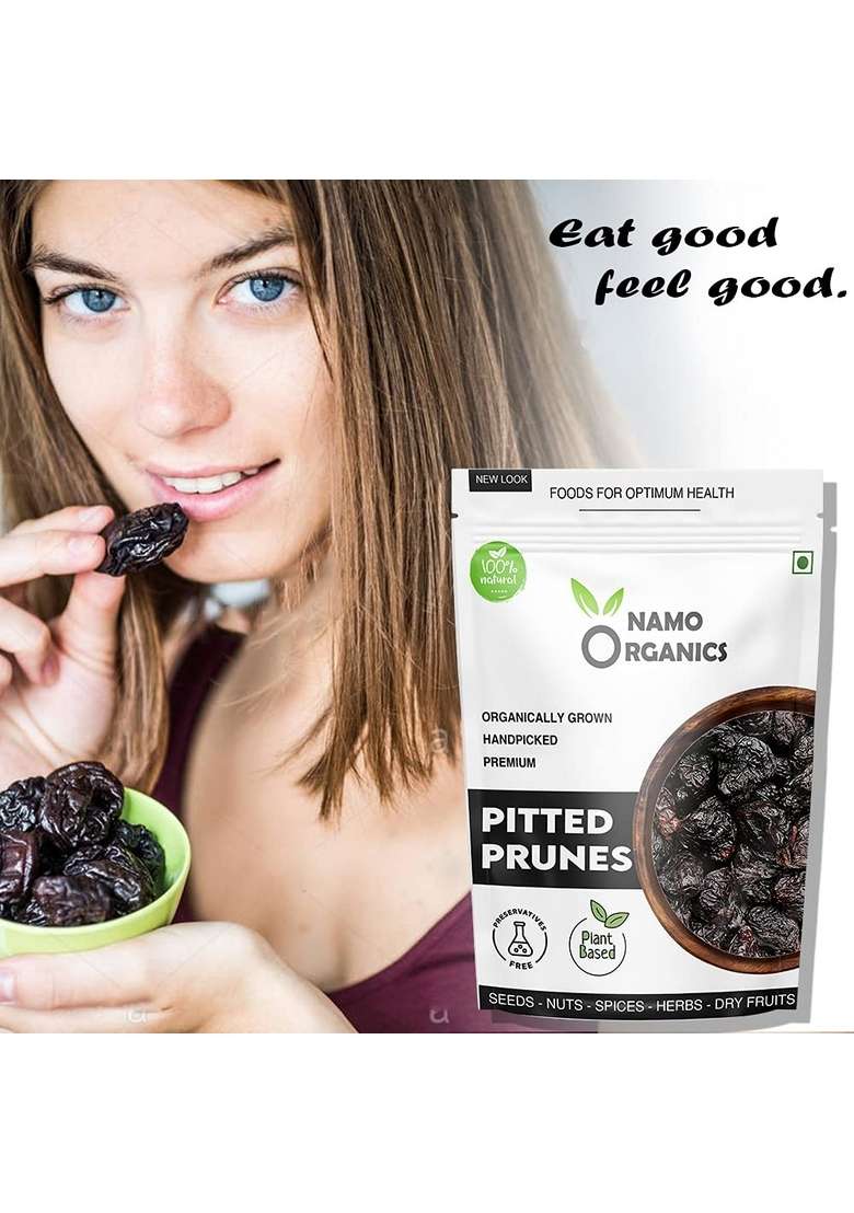 Namo Organics Pitted Dried Prunes Without Added Sugar 250 Gm Unsweetened Dry Fruits No Preservatives Additives - Indya