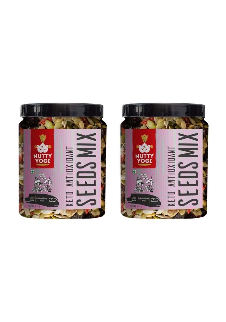 Nutty Yogi Keto Antioxidant Super Seeds Mix Friendly Trail Berries Low Carb Good Fat High Fiber Brain Food 250Gm Pack Of 2 - Indya
