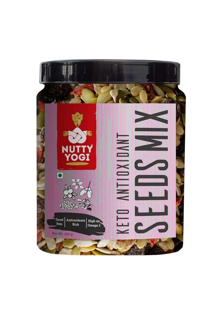 Nutty Yogi Keto Antioxidant Super Seeds Mix Friendly Trail Berries Low Carb Good Fat High Fiber Brain Food 250Gm Pack Of 2 - Indya