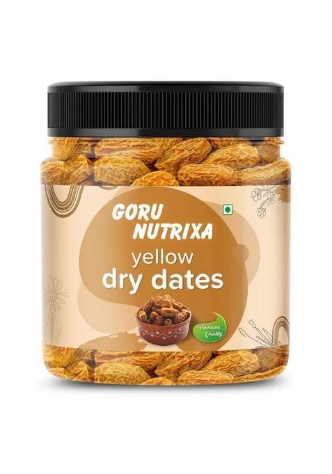 Goru Nutrixa Dried Dates Yellow 500Gm | Sukha Khajoor Peela Kharik Kharak Kharek Pila Chuara Natural Healthy Superfood Chhuara Rich In Nutrients Fiber
