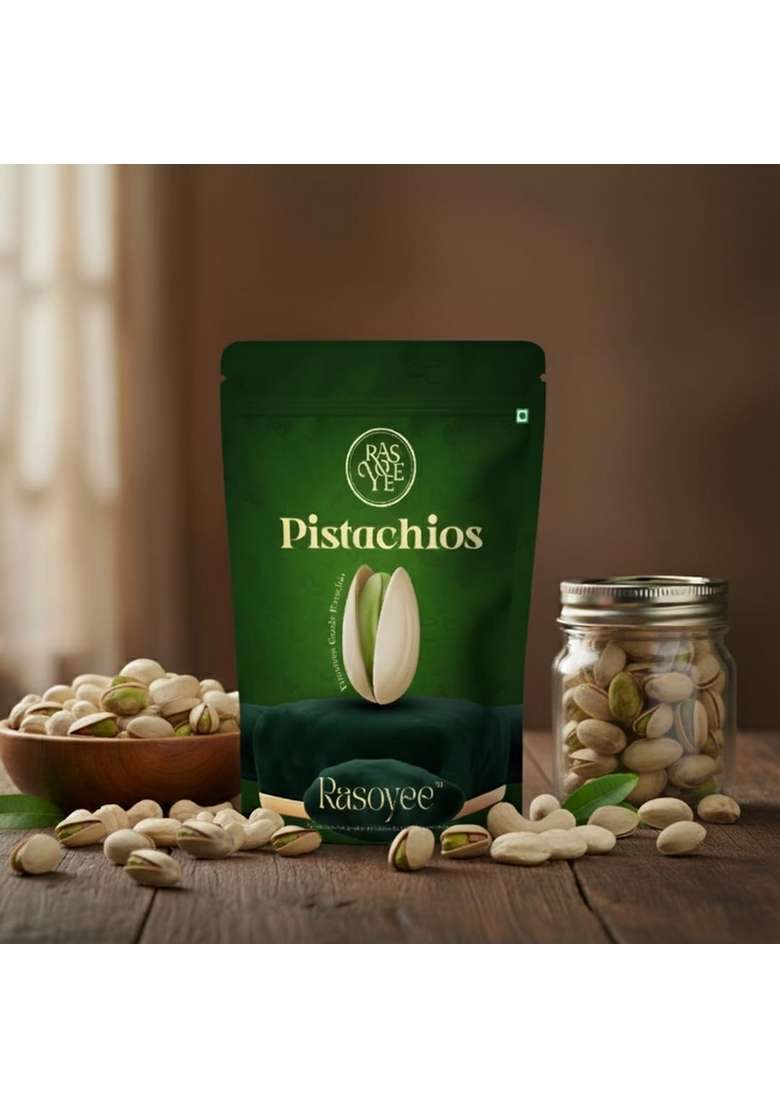 Rasoyee Pistachios Roasted Salted Pista | Rich In Protein Phosphorus Dietary Fibre Premium Nuts Dry Fruits Crunchy Delicious Healthy Snack 500G - Indya
