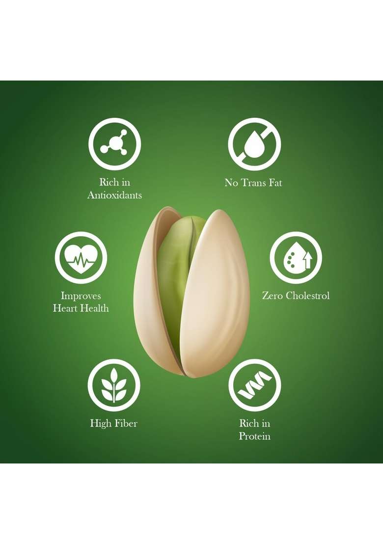 Rasoyee Pistachios Roasted Salted Pista | Rich In Protein Phosphorus Dietary Fibre Premium Nuts Dry Fruits Crunchy Delicious Healthy Snack 500G - Indya
