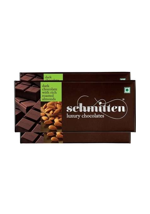 Schmitten Luxury Dark Chocolate Box Flavor Rich Roasted Almond 3 X 70 Grams Bars 210 | Premium Gift Pack For Family And Special Occasions Made With Cocoa Butter