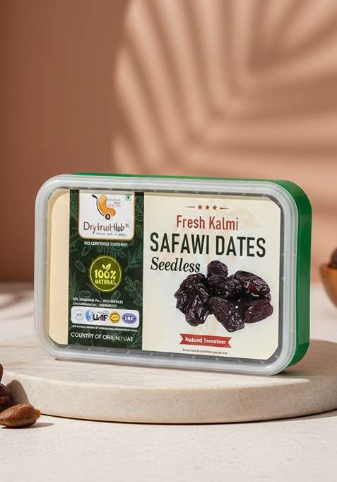 Dry Fruit Hub Safawi Dates Seedless 1Kg Original | Kalmi Soft Dark Naturally Sweet Handpicked Ready To Eat Hygienically Packed