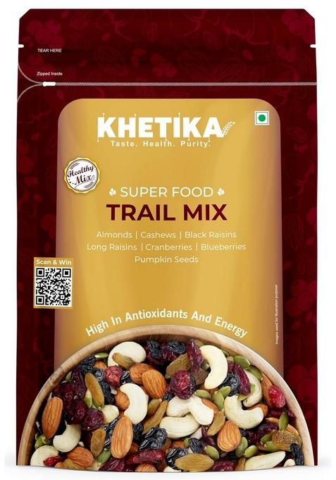 Khetika Trail Mix 200G | 7 Superfood In 1 Dry Fruits Seeds Mixed Pack Energy Power Contains Almonds Cashews Cranberries Black Raisins Long Pumpkin Seed Blueberries