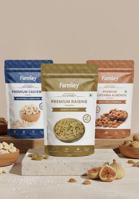 Farmley Dry Fruits Combo Pack 700 G I Almonds 250G Cashews Raisins 200G Mixed | Diwali Healthy Snacks