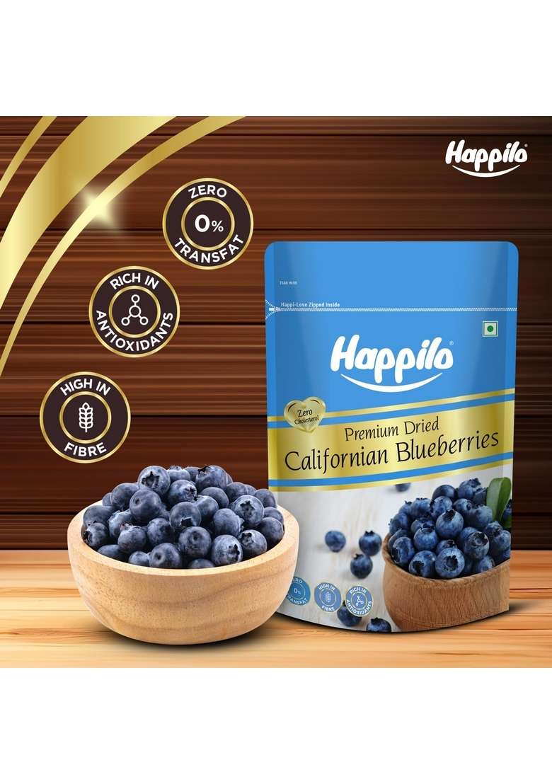 Happilo Premium Dried Californian Blueberries 150G Each Pack Of 2 Superfood Whole Berry Rich In Antioxidant Vitamins Fibers - Indya