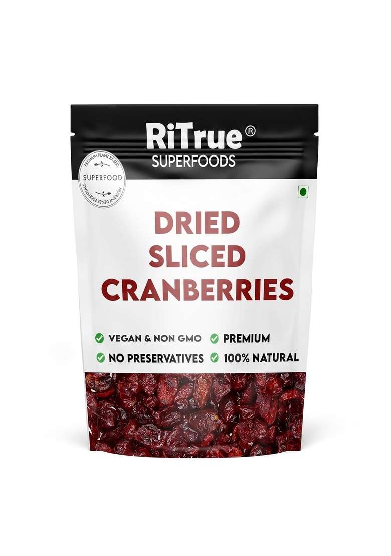 Ritrue Dried Sliced Cranberry 1 Kg Gluten Free Vegan Non Gmo Usa Cranberries Dry Fruits - Indya