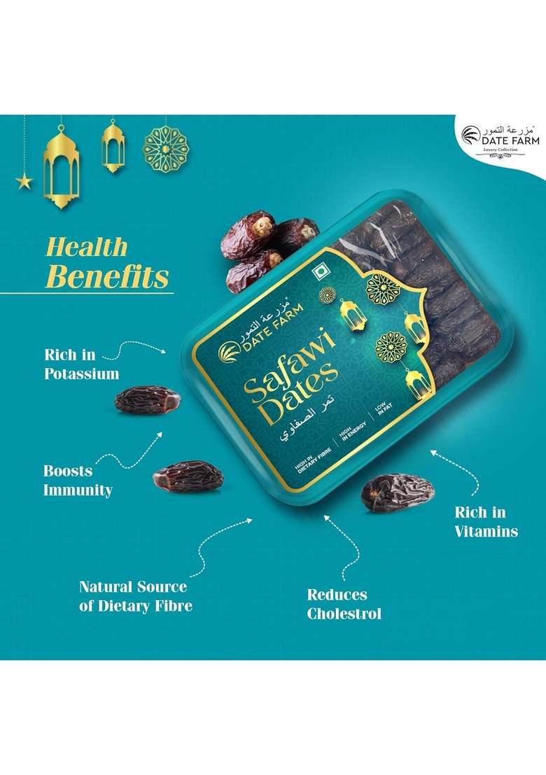 Date Farm Safawi Dates Premium Wet Arabian Soft Juicy Naturally Sweet Healthy Boosts Immunity Gluten Free 800Gm Pack Of 2 - Indya