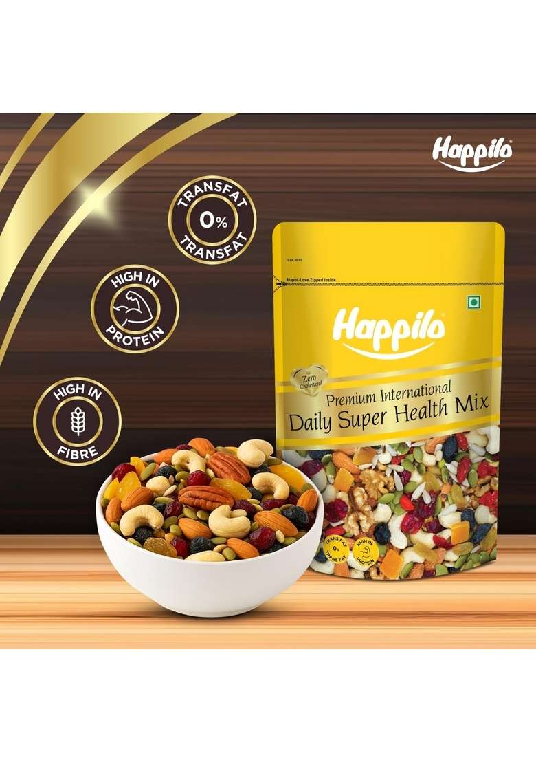 Happilo Premium International Daily Super Health Mix 160G | Superfood Of Nuts Seeds Dry Fruits More Perfect Party Snack - Indya