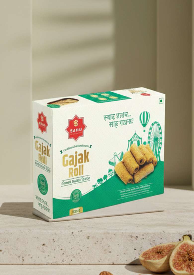 Sahu Gajak Bhandar Rajasthani Homemade Crispy Gazak Sweet Roll 350G | Gajjak Sesame Chikki Tilkut Sweets Ghachak Gazzak Healthy Snack Gift Boxes - Indya