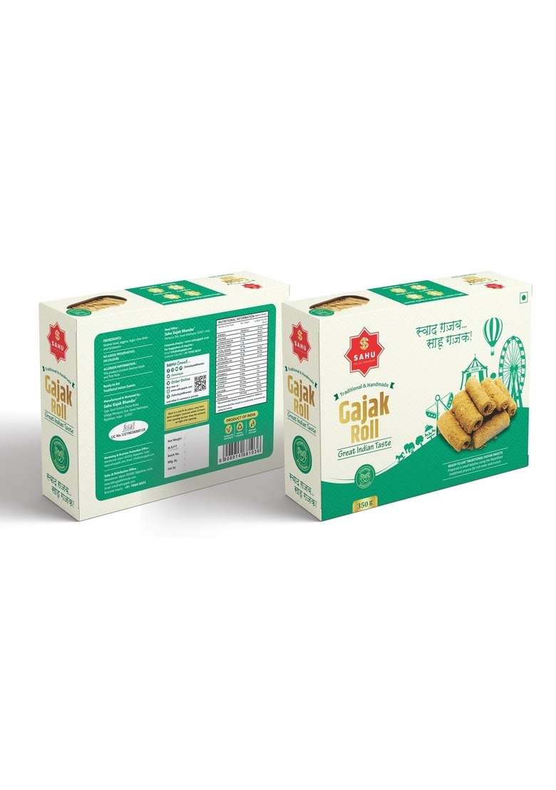 Sahu Gajak Bhandar Rajasthani Homemade Crispy Gazak Sweet Roll 350G | Gajjak Sesame Chikki Tilkut Sweets Ghachak Gazzak Healthy Snack Gift Boxes - Indya