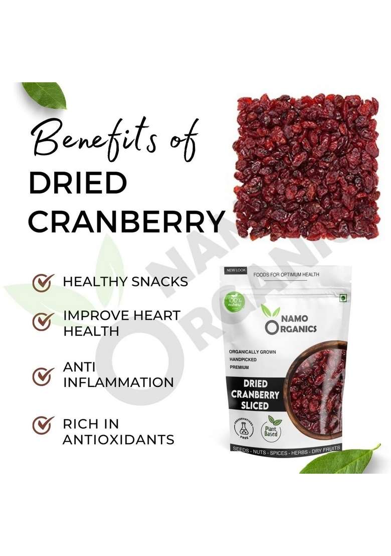 Namo Organics Namoorganics Dried Sliced Cranberry 500 Gm Usa Cranberries Dry Fruits - Indya