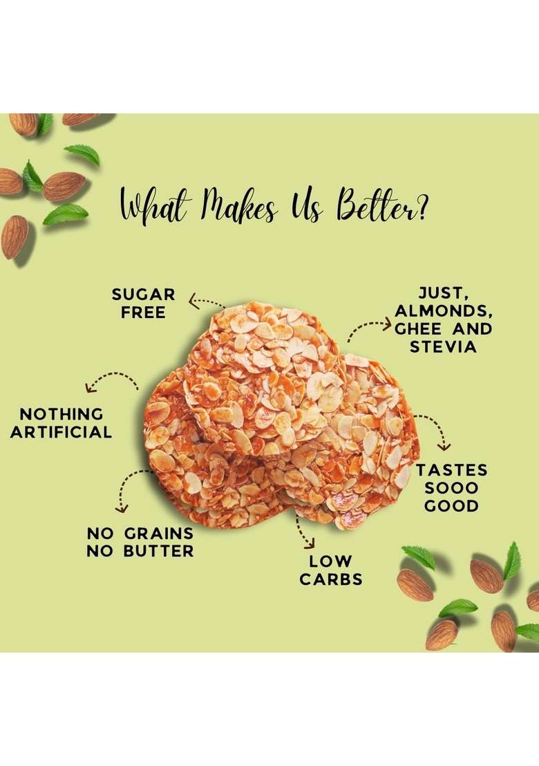 Vistevia Sugar Free Almond Desi Cookies Diabetic And Keto Friendly Made With Almons Ghee Stevia Only No Artificial Ingredients Gluten Delicious To Taste - Indya