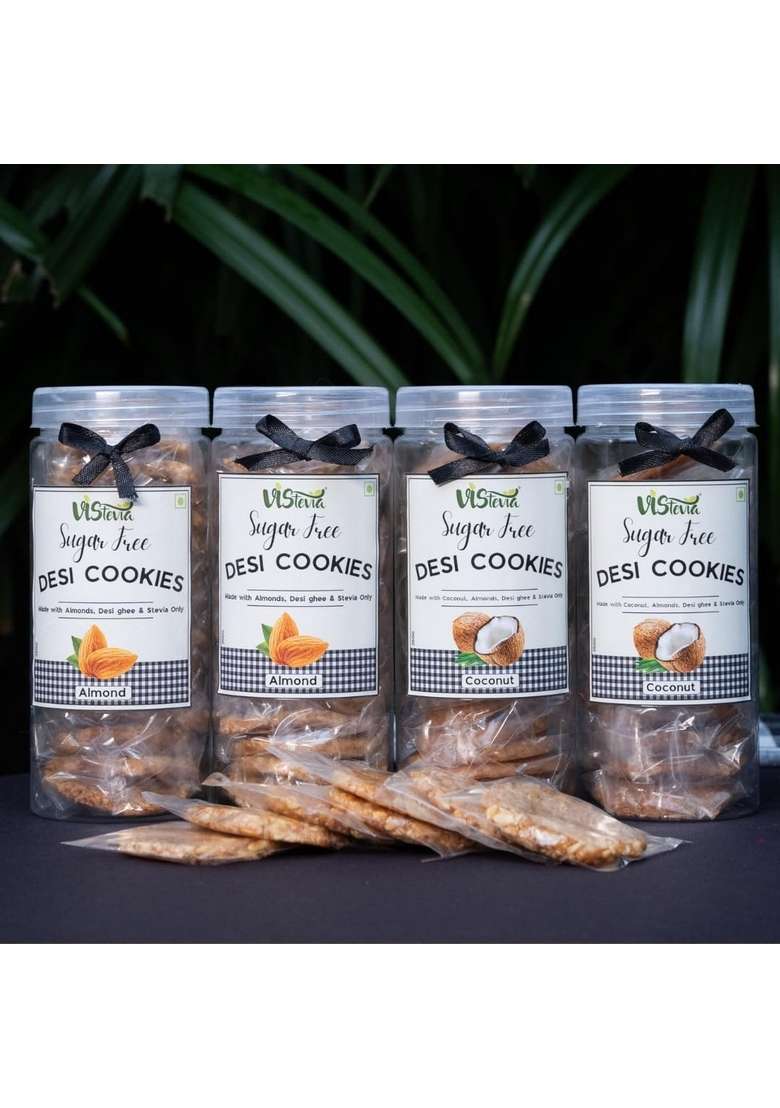 Vistevia Sugar Free Almond Desi Cookies Diabetic And Keto Friendly Made With Almons Ghee Stevia Only No Artificial Ingredients Gluten Delicious To Taste - Indya