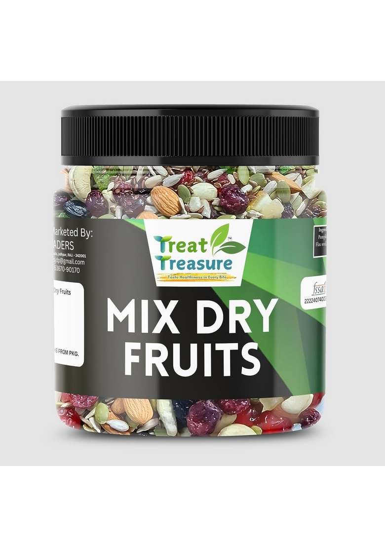 Treat Treasure Healthy Dry Fruits Mix Premium Trial With Dried Almonds Black Raisins Cashewnuts Pistachio Walnut Many More 1 Kilogram Box - Indya