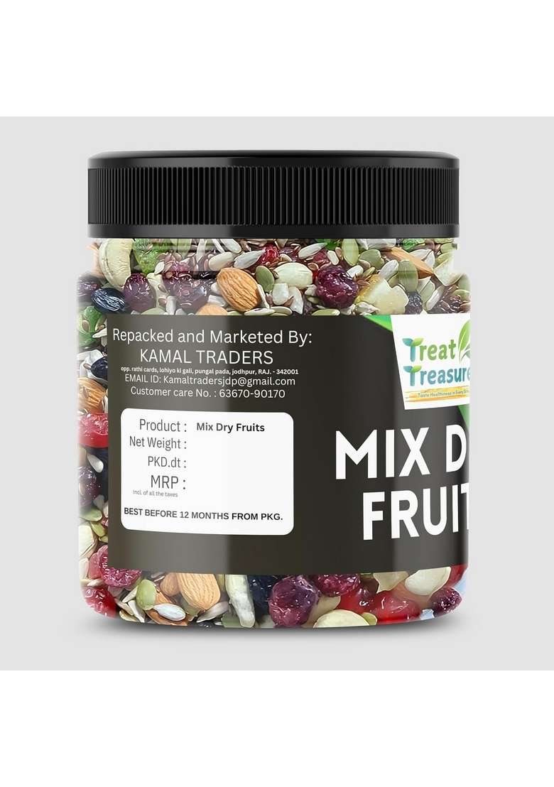Treat Treasure Healthy Dry Fruits Mix Premium Trial With Dried Almonds Black Raisins Cashewnuts Pistachio Walnut Many More 1 Kilogram Box - Indya
